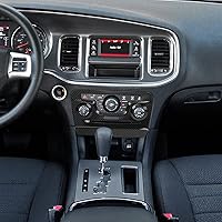 Vista 6 de CheroCar Para Cargador Control Central Aire Acondicionado Panel Cubierta Tirm Compatible con Dodge Charger 2011-2014 (Fibra de Carbono)