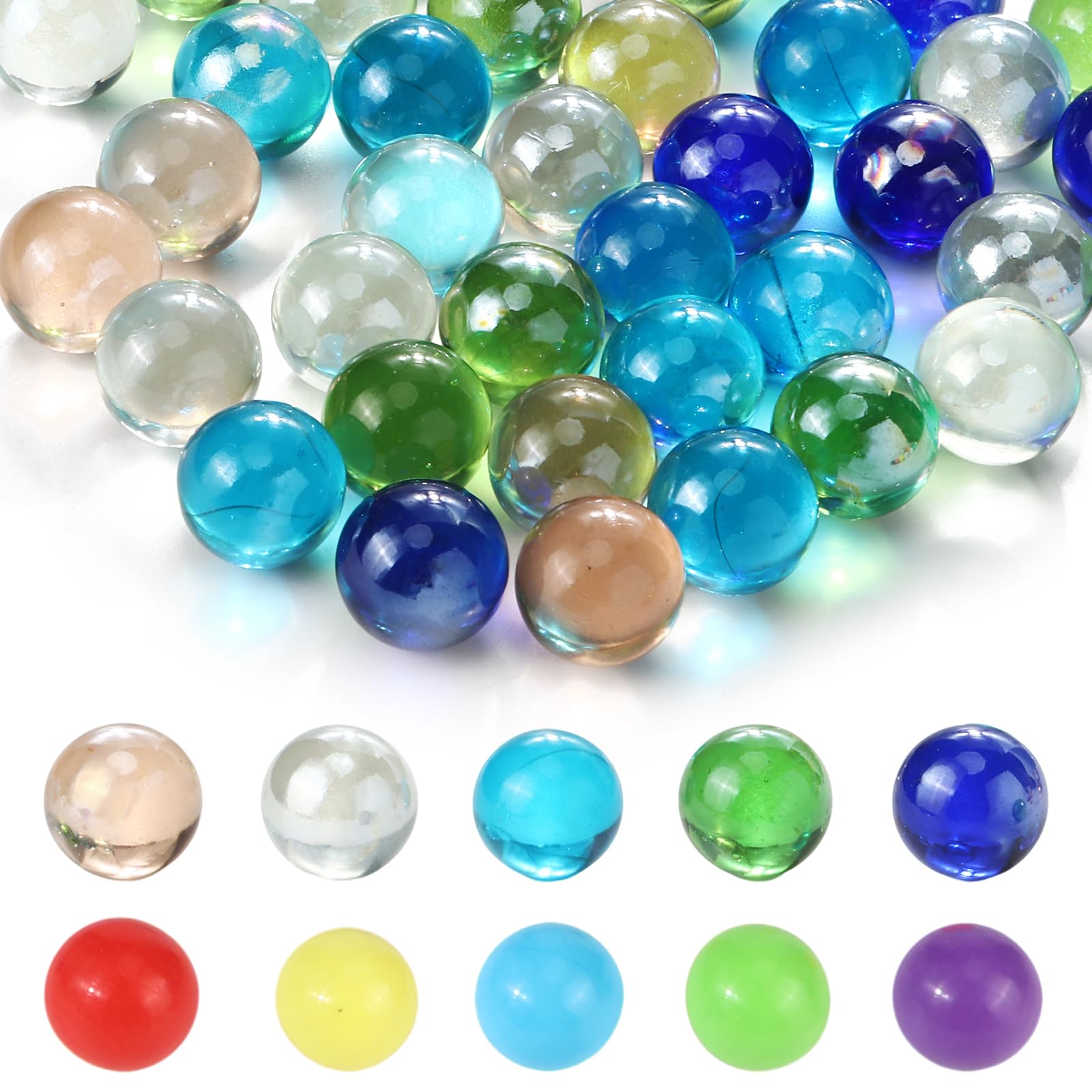 100 Piezas Coloridas Canicas de Cristal, para Juegos de Carreras de Canicas, Bricolaje y Decoración del Hogar