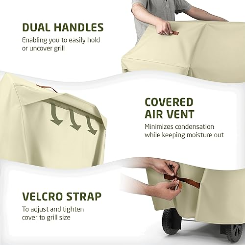 Vista 22 de Cubierta prémium para parrilla para todo tipo de clima, 44 pulgadas, doble capa de tela oxford 600D, 100 % impermeable, para parrilla a gas