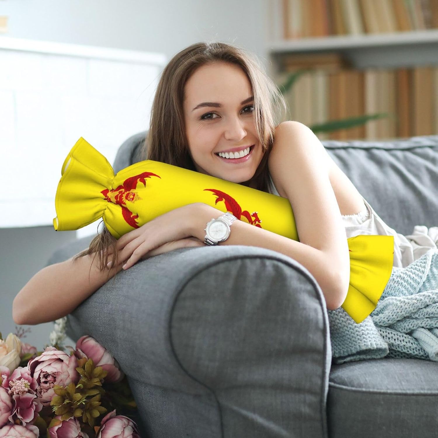 Royal Flag of Thailand Candy Cylindrical Pillow - Sleeping Pillow Soft Support for Back, Stomach or Side Sleepers