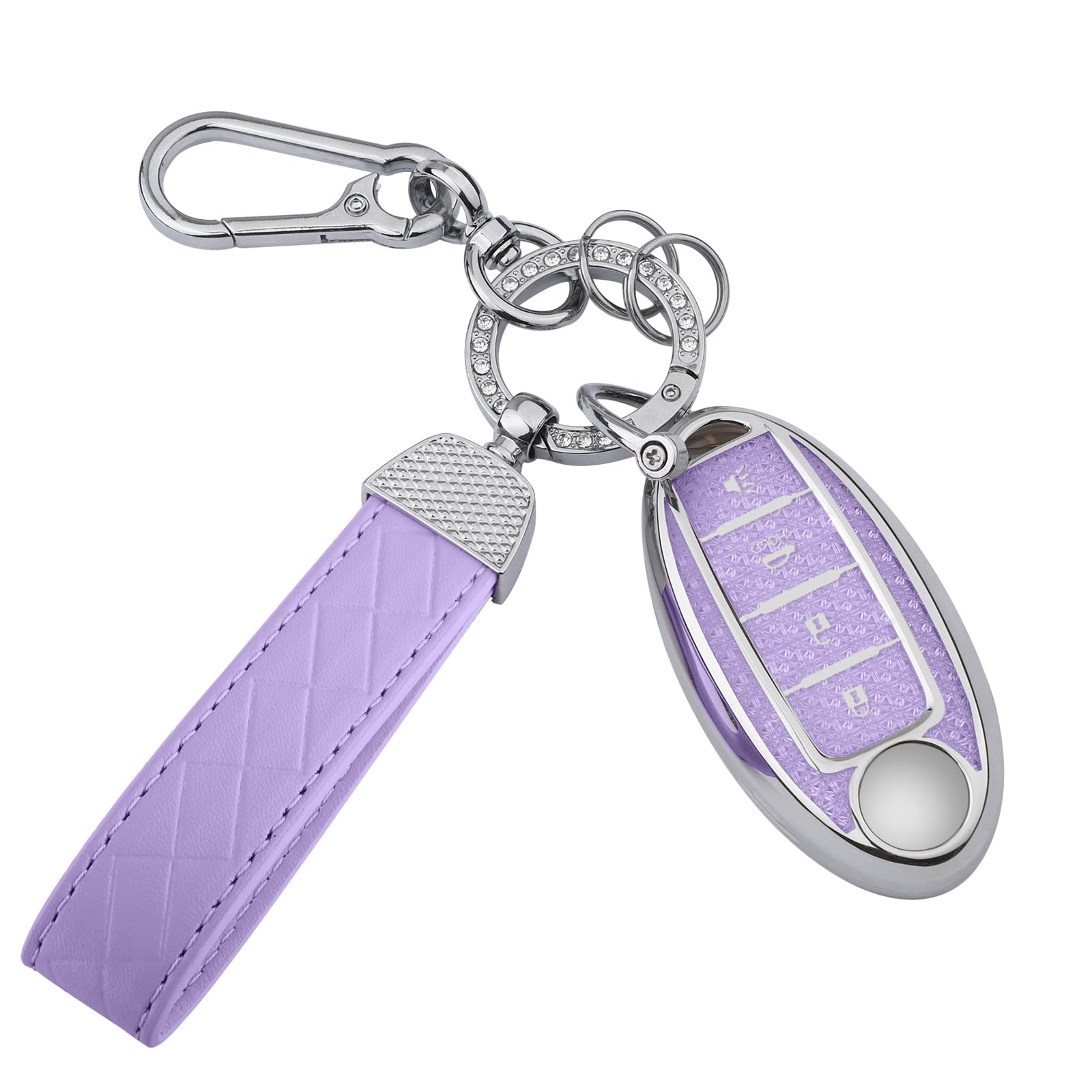 Seedwee for Nissan 4 Buttons Key fob Cover, Soft TPU Keys Protector Bling Key Fob Keychain for Murano Sentra Altima Rogue Kicks Armada Pathfinder