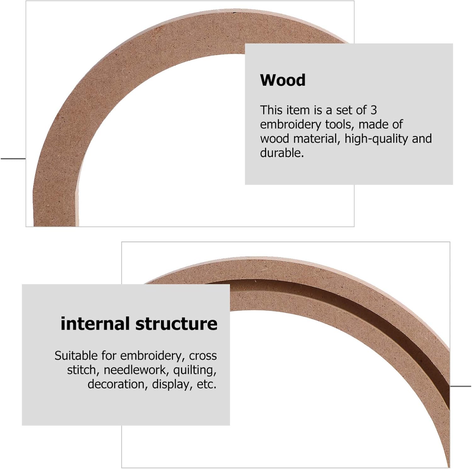 LIGHTAOTAO Creative DIY Adjustable Embroidery Hoop Set for Cross Stitch and Needlework 1-Piece Wooden Frame Built-in Slot for Easy Fabric Fixing