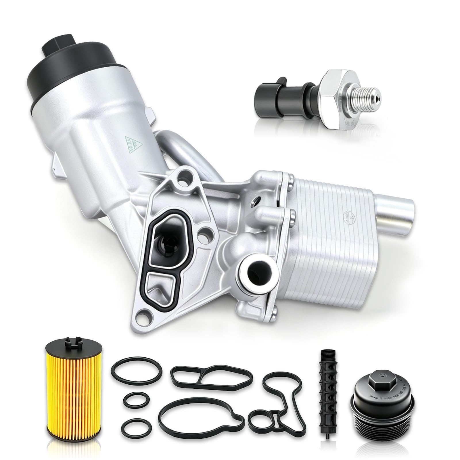 Qagea Engine Oil Cooler & Oil Filter Housing Adapter Assembly with