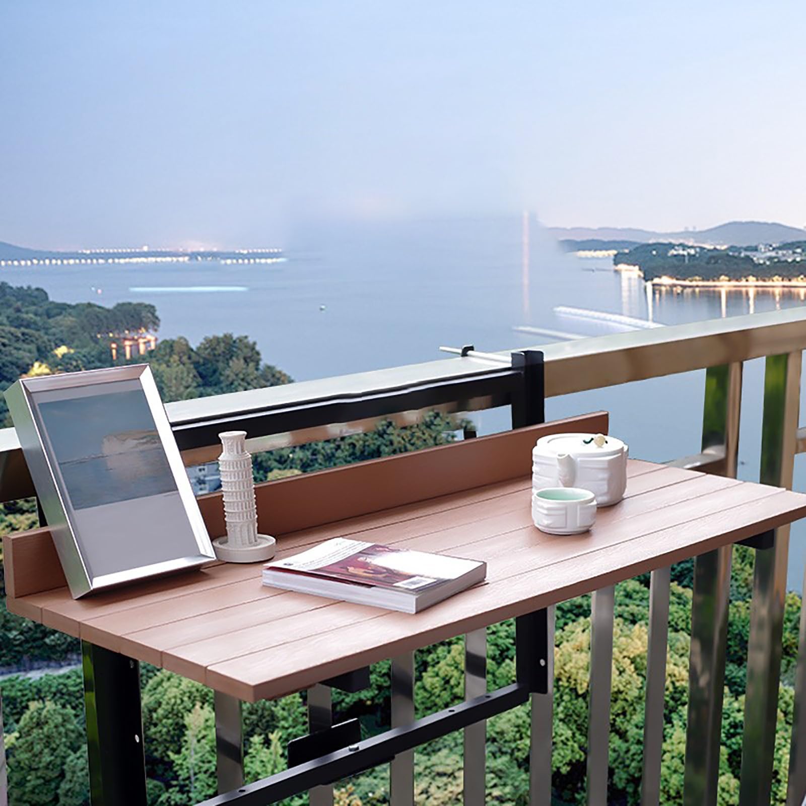 Table de balcon suspendue robuste en hauteur réglable pour extérieur chic