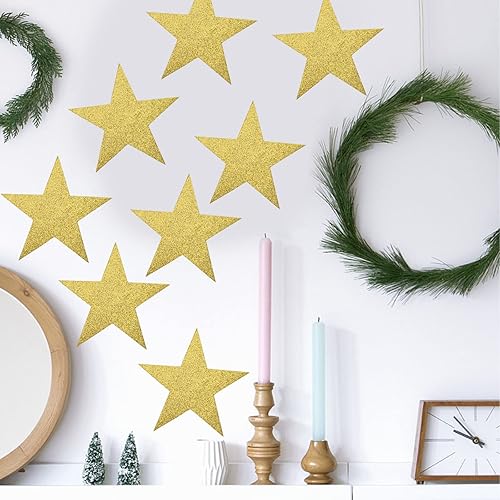 Miniatura 6 de 160 recortes de estrellas con purpurina, estrellas de papel brillante, estrellas de confeti de cartón para tablón de anuncios, manualidades, acentos