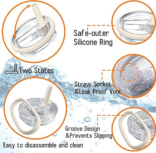 Miniatura 2 de Stanley - Paquete de 2 tapas abatibles con popote, repuesto para Stanley Quencher H2.0 de 40 onzas (solo unidades), diseño a prueba de derrames
