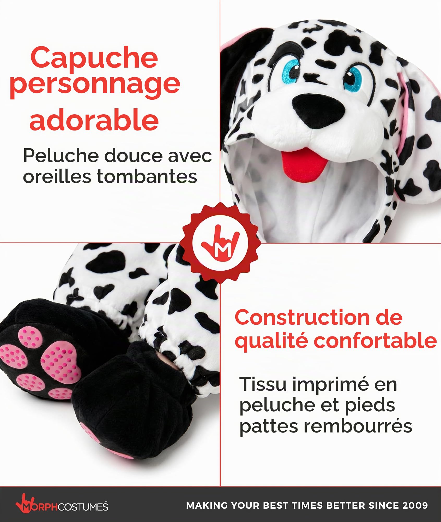 Morph Deguisement Dalmatien Enfant, Costume Chien Halloween