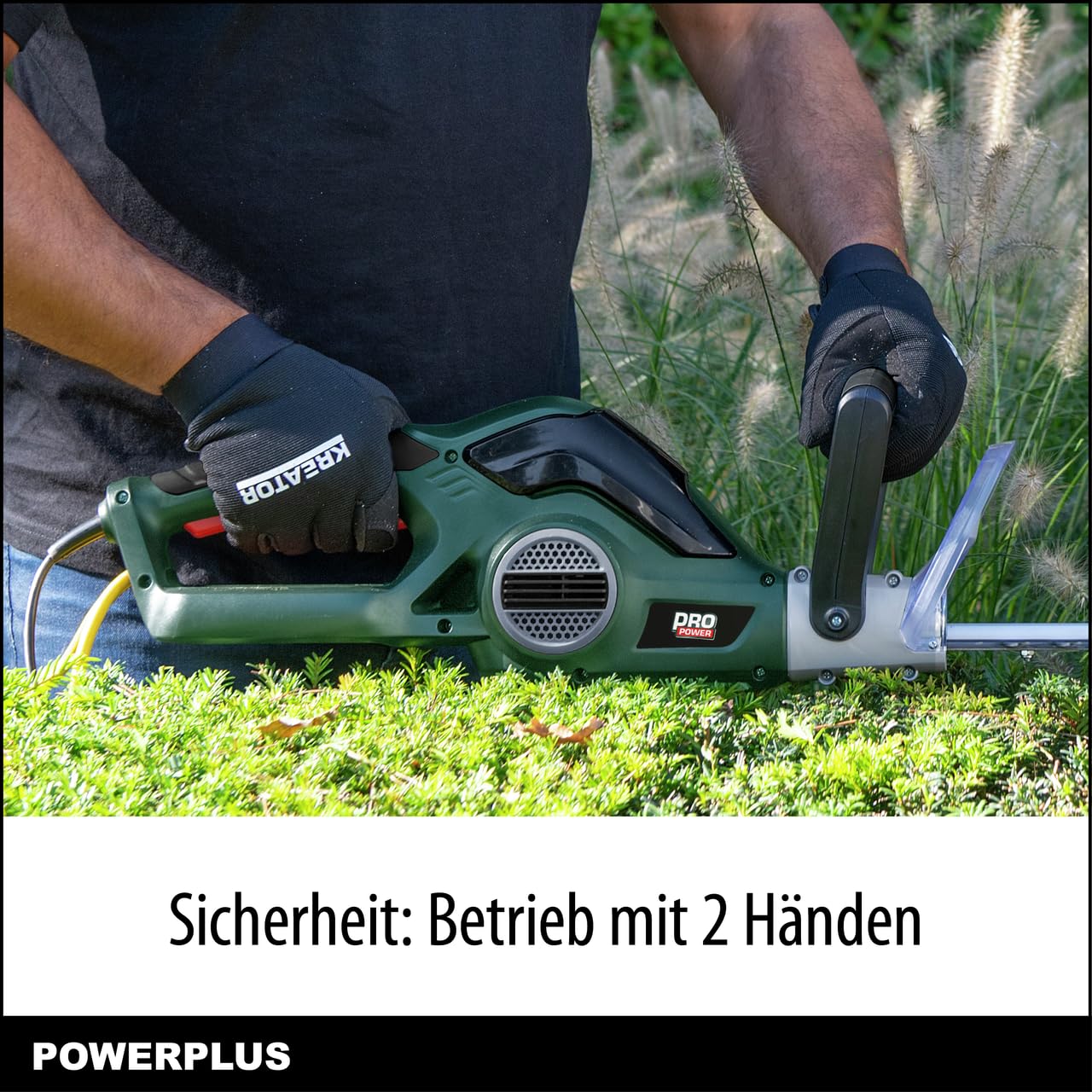 Powerplus Elektrische Heckenschere POWPG30230-600 W Elektrische Heckenschere mit 600 mm Klinge und 20 mm Abstand, Gartenwerkzeug, Gartenschere zum Schneiden von Büschen, Hecken und Pflanzen