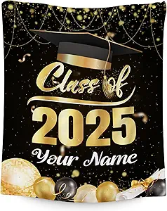 Personalized Graduation Blanket - Custom Class of 2025 Graduation Gifts for Her or Him - 60"x80" Flannel Soft Throw Decorations - Senior 2025 Blankets for College, High School, Graduation Day