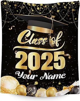 Personalized Graduation Blanket - Custom Class of 2025 Graduation Gifts for Her or Him - 60"x80" Flannel Soft Throw Decorations - Senior 2025 Blankets for College, High School, Graduation Day