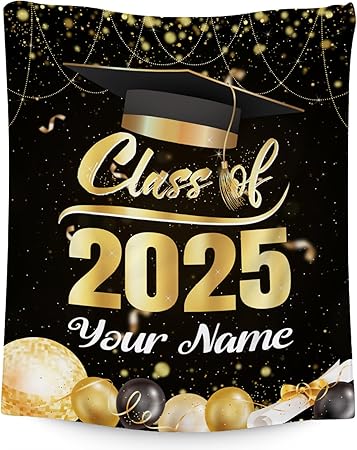 Personalized Graduation Blanket - Custom Class of 2025 Graduation Gifts for Her or Him - 60"x80" Flannel Soft Throw Decorations - Senior 2025 Blankets for College, High School, Graduation Day