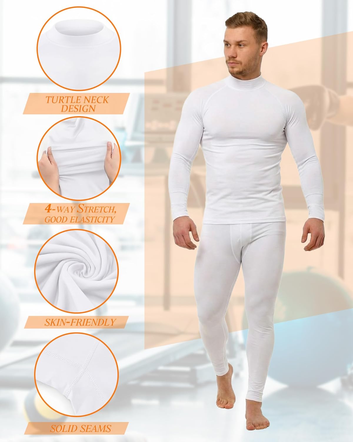 Hicarer 4 Pcs Men's Athletic Compression Shirts Workout Running Long Sleeve Shirt Mock Neck Dry Base Layer Tops - Image 5
