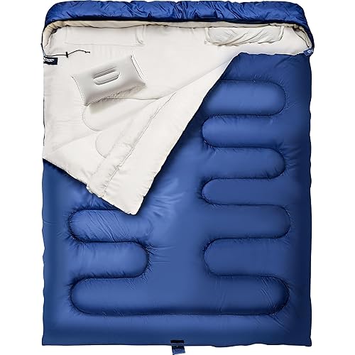 Double Sleeping Bag with Pillow for Adults - Queen Size