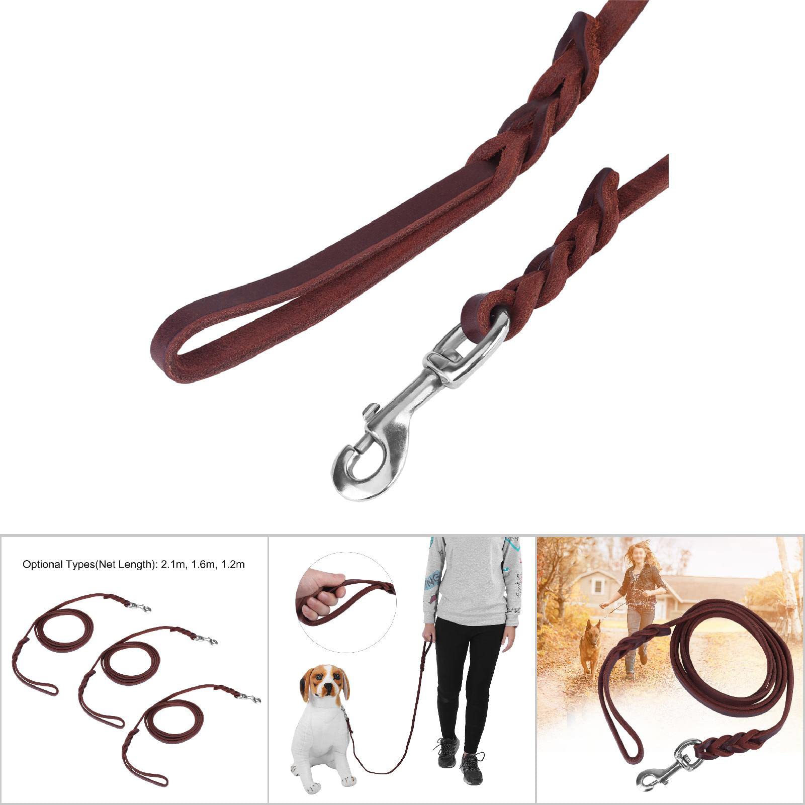 YOUTHINK Correa Cuero, Correa De Cuero para Perros, 210Cm Cable De Entrenamiento para Caminar Deslizante con Cierre De Metal Correa De Cuerda Resistente con Asa Cómoda Trenzada