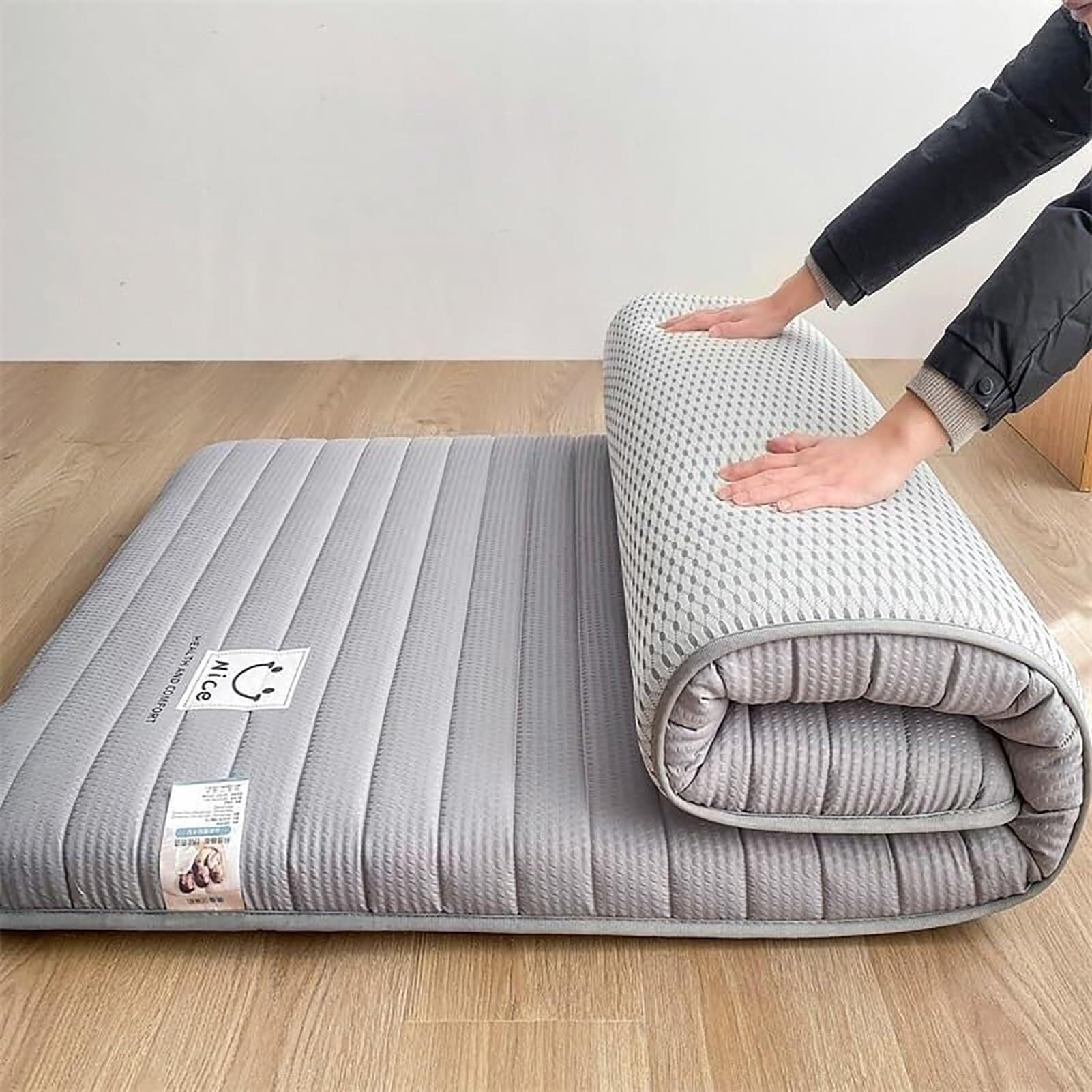 Matelas futon épais Simple/Double, Matelas de Sol Pliable Japonais, Couchage Portable pour canapé-lit/dortoir (Dimensions : 100 x 200 cm, Couleur : Vert)(Blue,80x190cm/31.5x75inch)