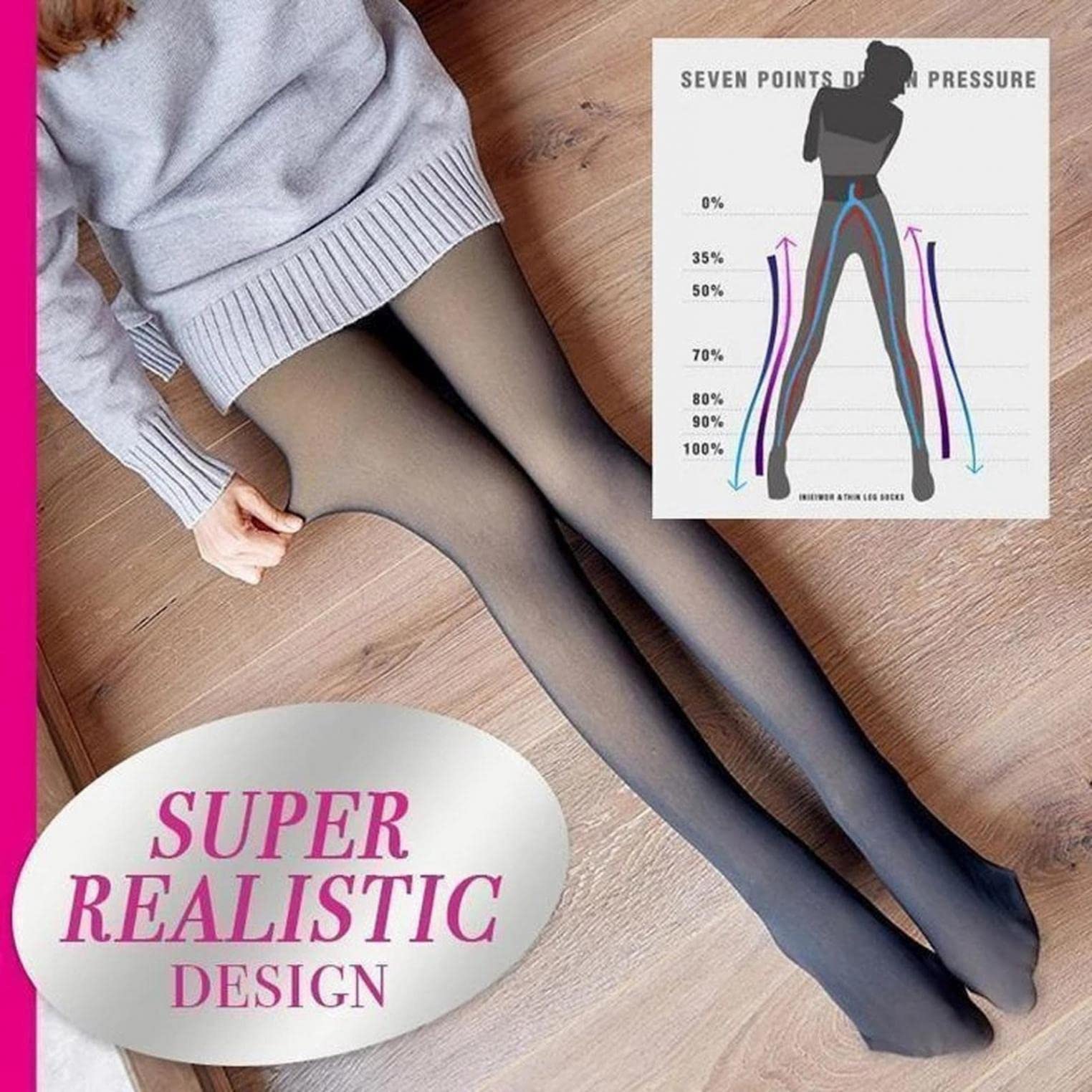 STKOOBQ Collant termici da donna foderati in pile opaco per l'inverno, foderati in pile, finti collant traslucidi a vita alta, leggings invernali caldi