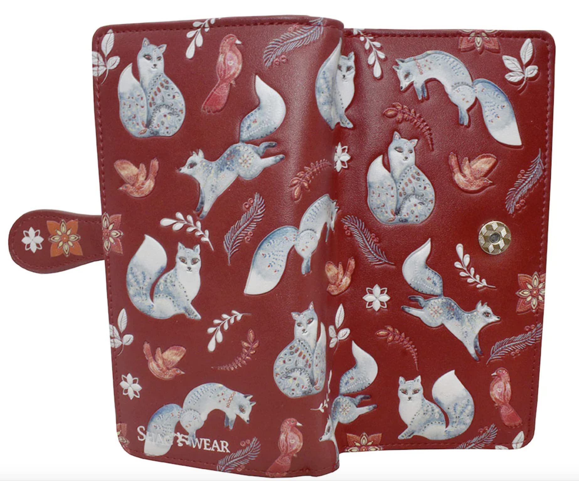 Shag Wear Folk Art Fox Large Wallet 7" Red
