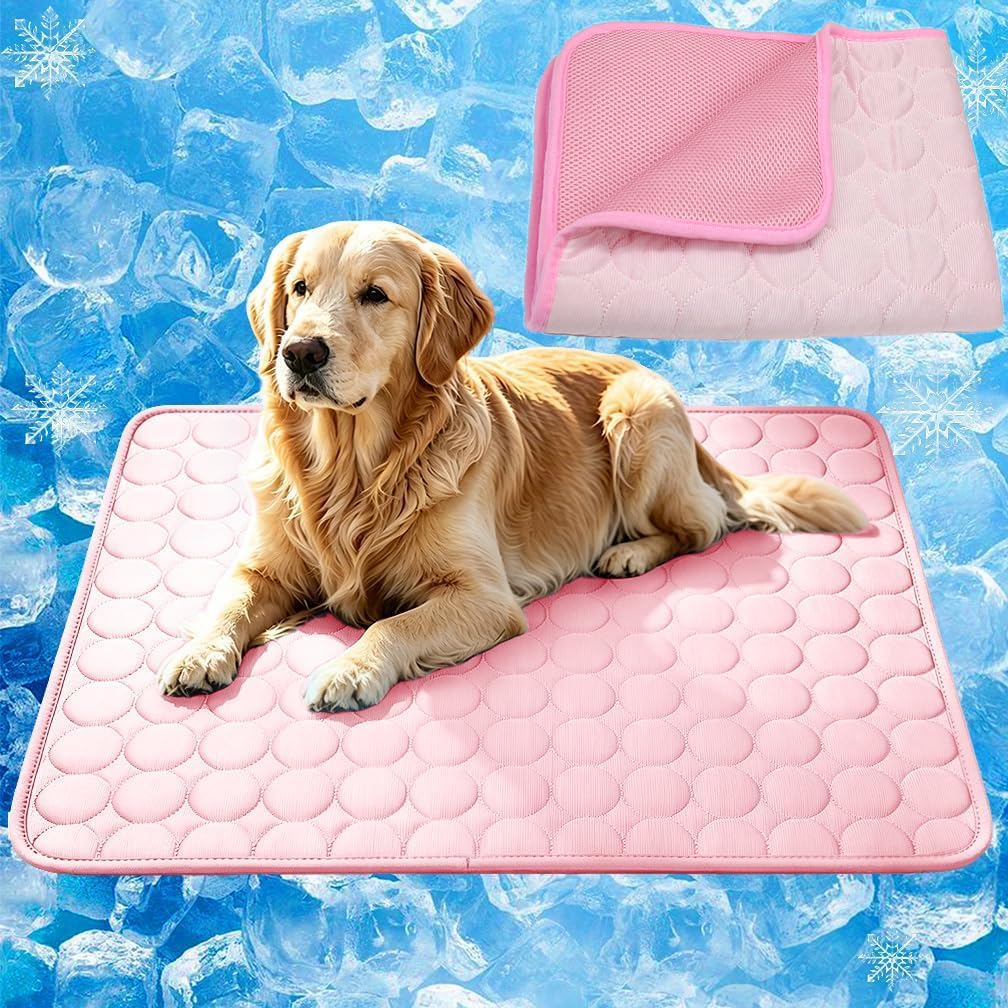 QiSino Reusable Dog Cooling Mat,Pet Cooling Mat for Indoor, Outdoor & Car Use, Self Cooling Pad for Dogs Cats in Hot Summer (Pink, XL)