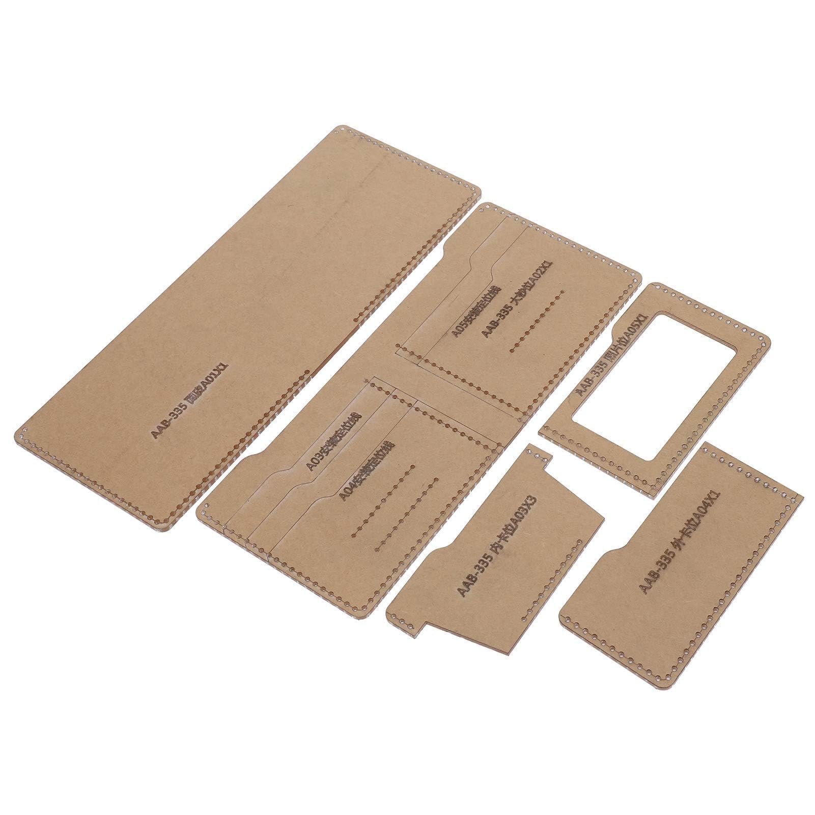 Garosa Modello di Portafoglio Corto Fai da Te Cucito Quilting Stencil per Artigianato Fai da Te Strumento Accessorio Fatto a mano5 Pezzi di Modelli in Pelle acrilica Handcraft Tools