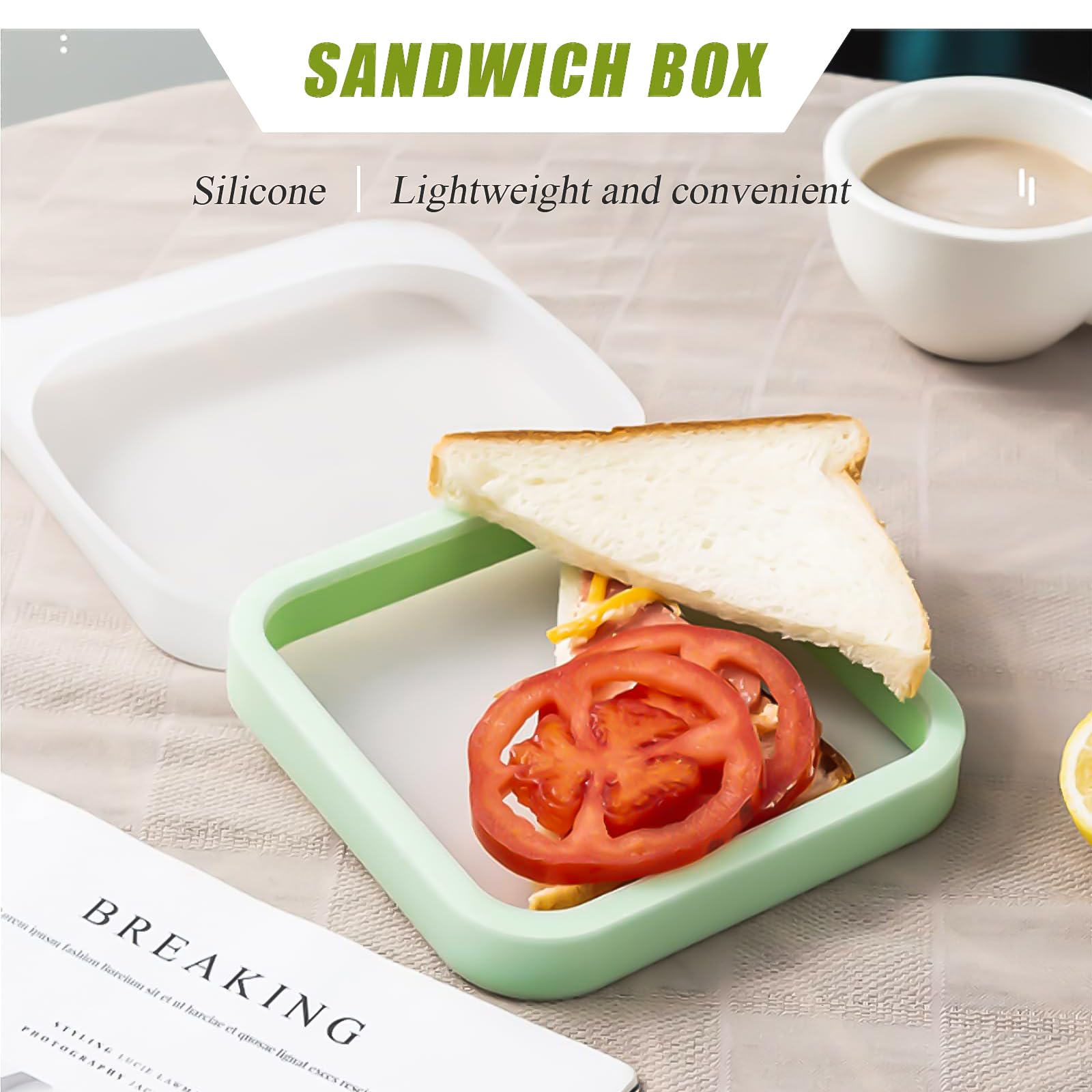 Bento-Box Aus 100% Silikon, 2 Fächer (je 300 Ml), 680 Ml Gesamt – Mikrowellengeeignet, Spülmaschinenfest, BPA-frei