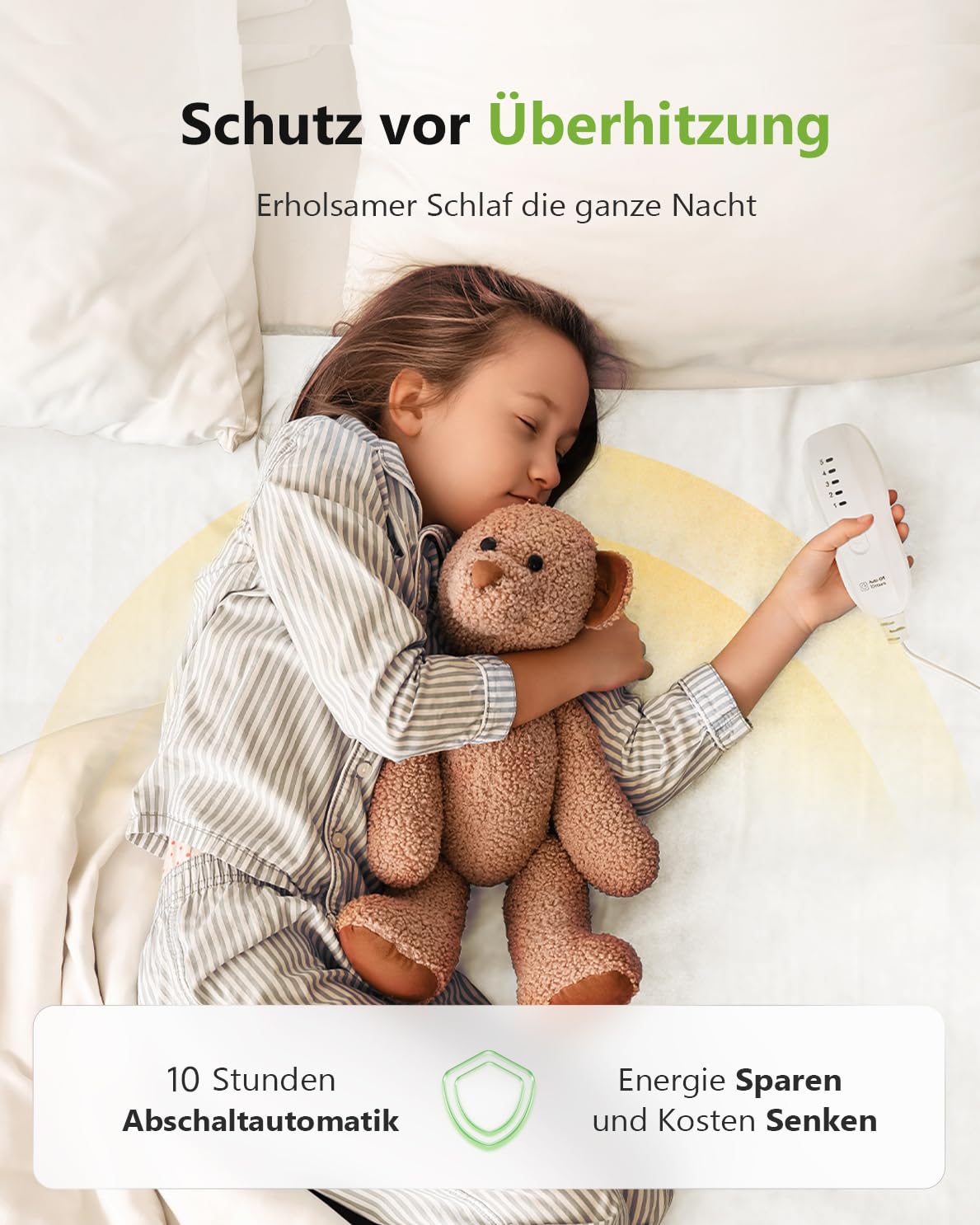 GOTCOZY Heizdecke Wärmeunterbett - Elektrische Wärmedecke mit Abschaltautomatik 10 Stunden Timer und 5 Wärmestufen Überhitzungsschutz Wärmedecke für Gängigen Matratzen Maschinenwaschbar 160x140cm