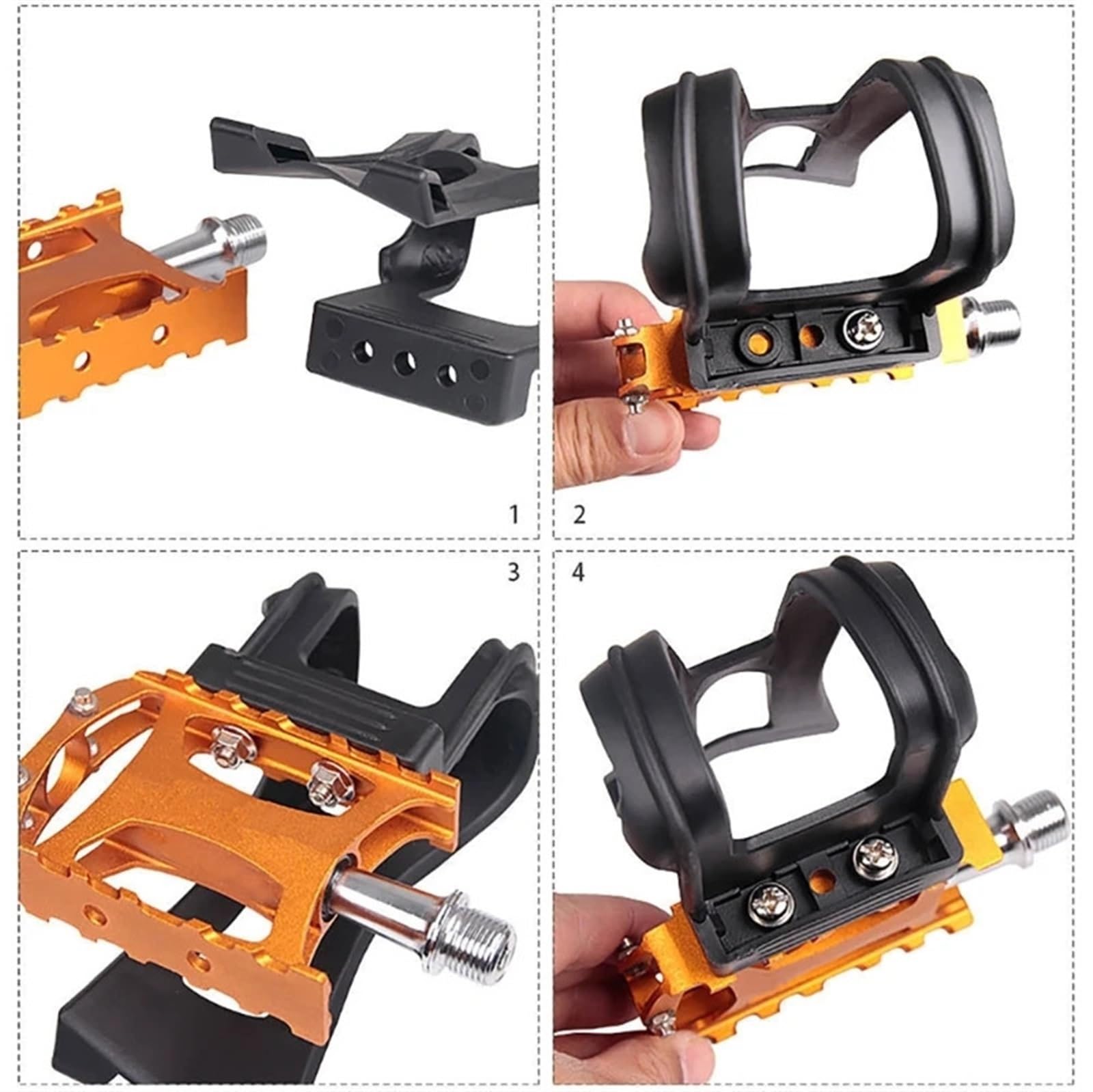 Pedali per Mountain Bike, fermapiedi per Bici da Strada, Mezze Clip per Pedali, Biciclette Senza Cinghie, Facili da installare