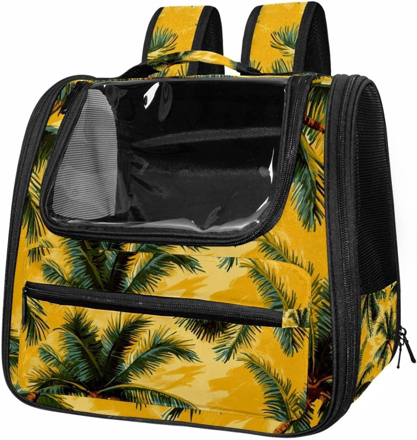 Portable Travel pet Backpack Carrier Hamster Bag Small Dog cat Carrier Breathable Hang Bag, Beach Coconut Tree (2)