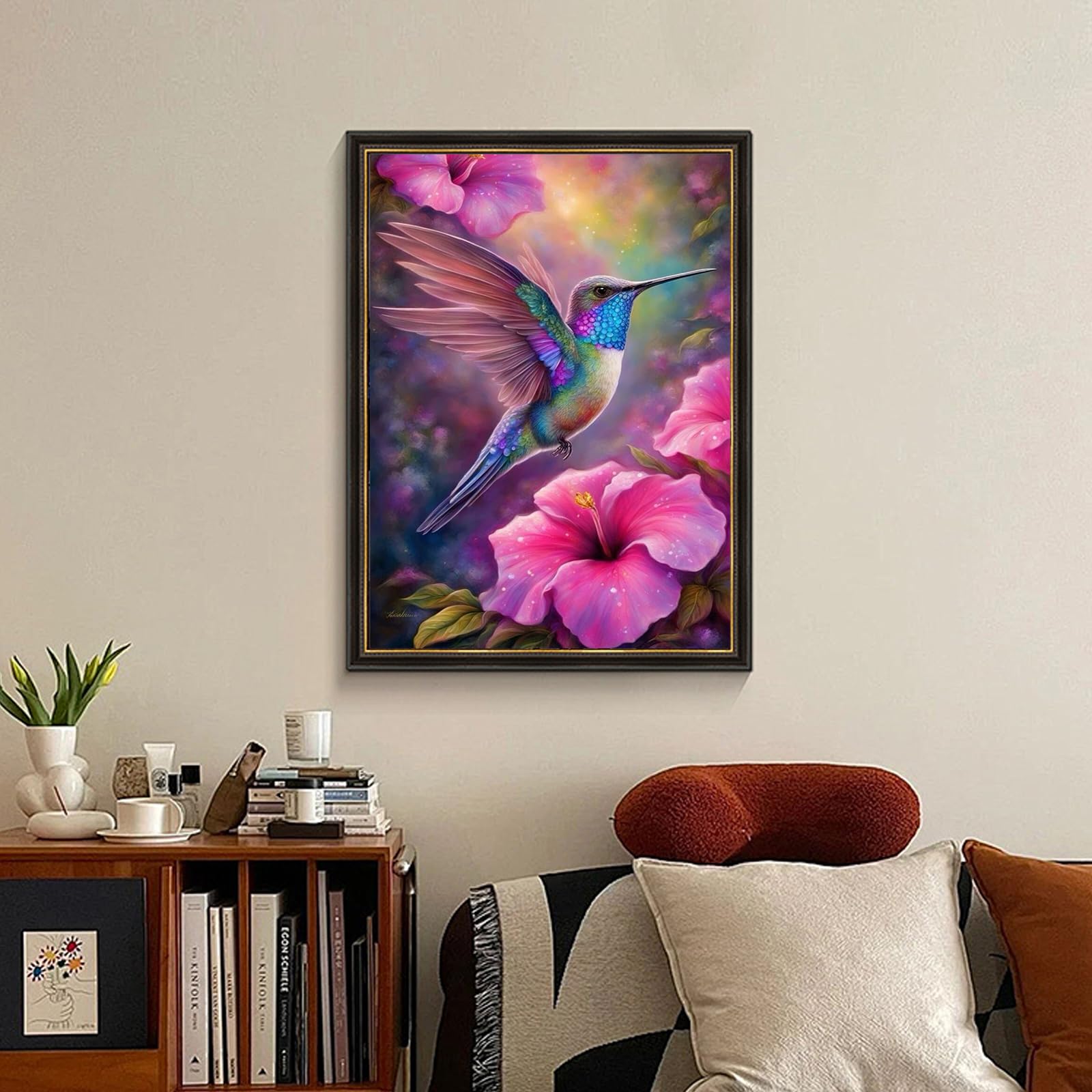 Kits de arte de diamantes de colibrí para adultos, kits de pintura de diamantes para adultos principiantes, kits de arte de gemas redondas 5D para adultos, kits de manualidades para decoración de