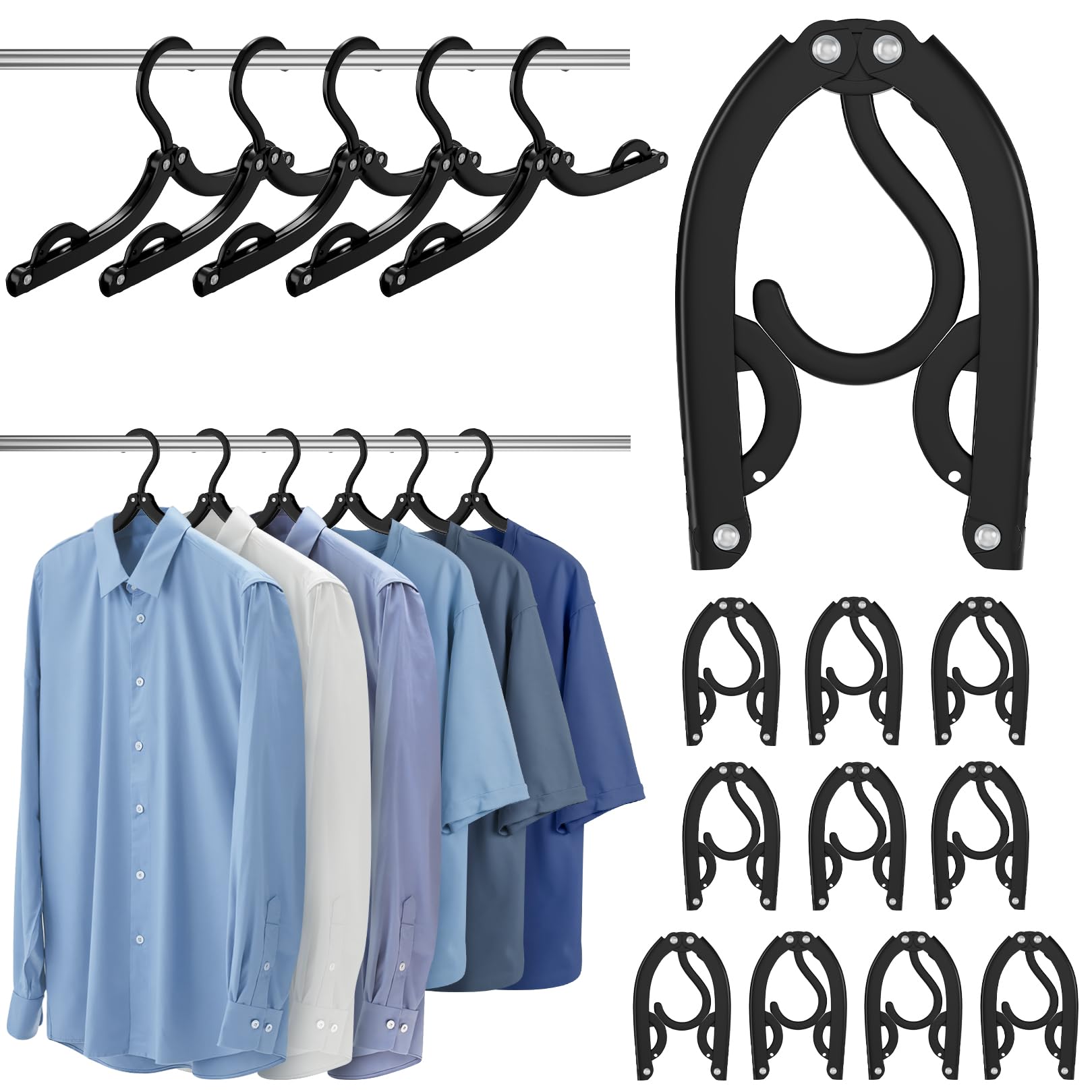 10 Pcs Portable Travel Hangers for Cruise Ship Essentials 2026 Plastic Folding Foldable Hangers Clothes Drying Rack Travel