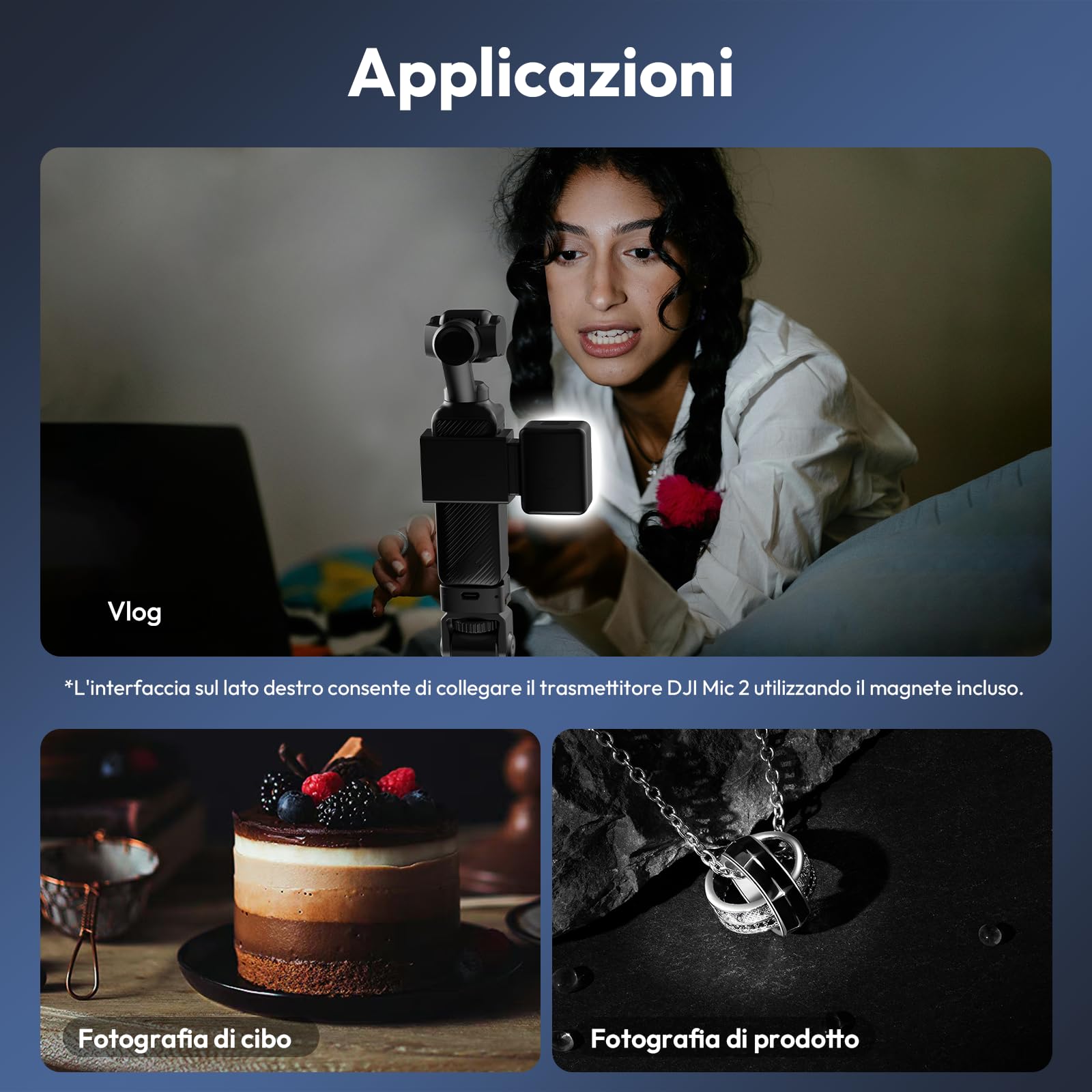ULANZI LM001 Pocket 3 mini luci led a batteria 5000 mAh, Potenza 2W，Luce led portabile con attaco magnetico, Impermeabile IPX4, Ideale per ripresa notturna del selfi del vlog e della natura morta