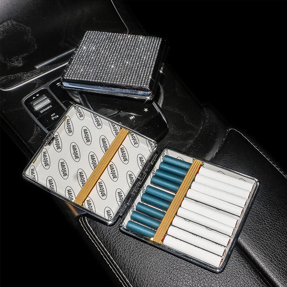 Amazon.com: MINGZAIQIPEI Metal Cigarette Case Bling Crystal Cigarette Box  Double Sided Pocket Holder for 20 Cigarettes for Women (Black) : Health &  Household