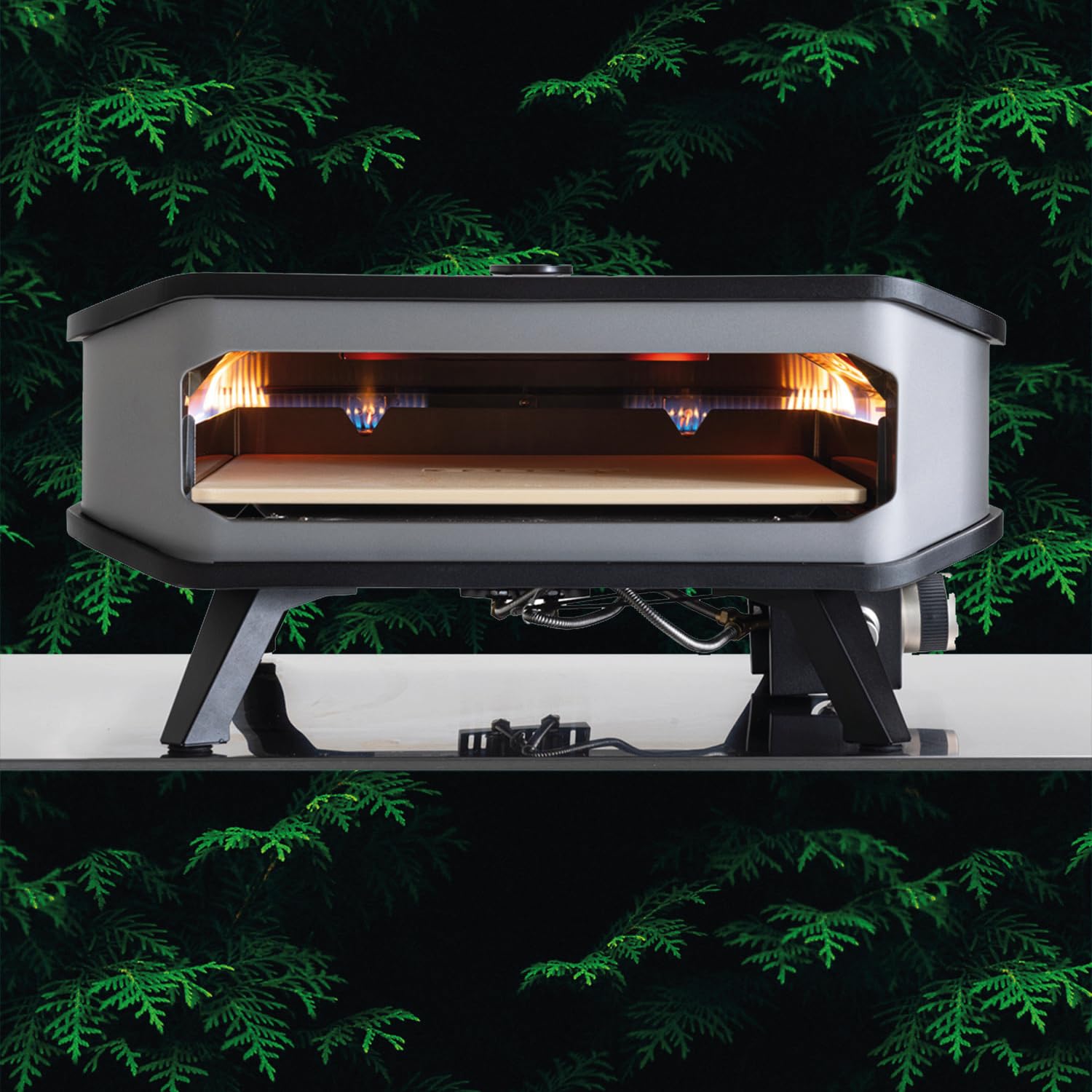 Cozze 17" Gas Pizza Oven with Thermometer and Pizza Stone for Large Pizzas Ø42.5cm Outdoor Cooking