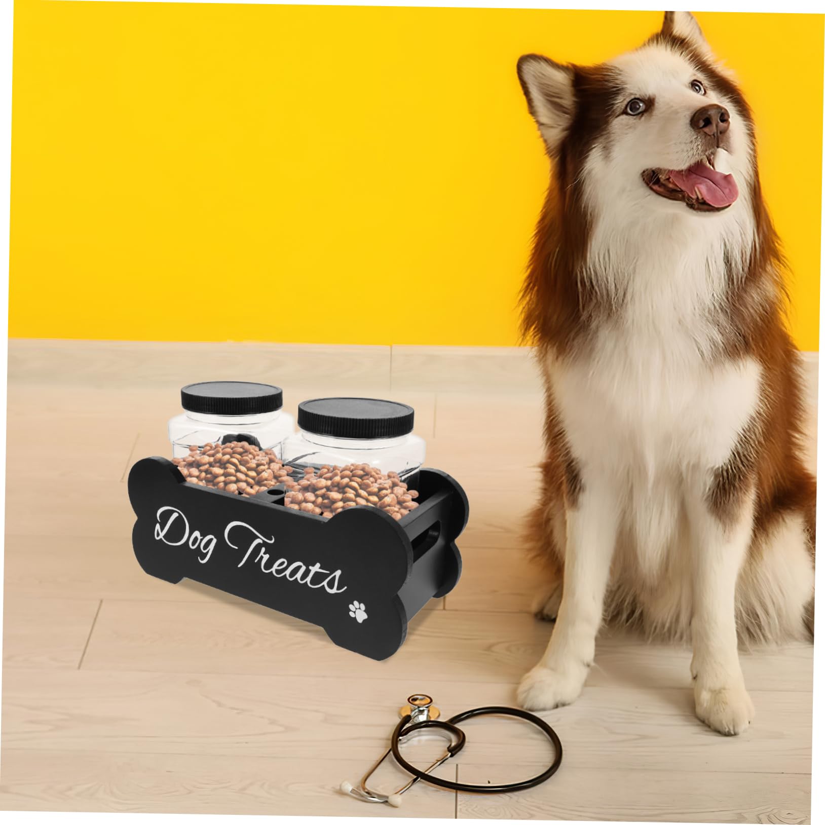 COLLBATH Holz Hundefutterbox mit Luftdichtem Verschluss und Großer Kapazität Eleganter Hundeleckerlihalter für Aufbewahrung von Hundefutter und Snacks der Küchenarbeitsplatte