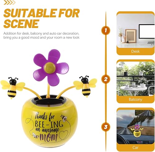 Miniatura 8 de VILLCASE Flor bailarina con energía solar, decoración de tablero de instrumentos de automóvil, maceta de juguete, alféizar de ventana, figuras de