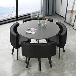 PUMPIE Office Reception Room Club Table And Chair Set Reception Table And Chair Combination Negotiation Table Round Conference Table Room Dining Table Set Suitable For Lounge (Color : Black)