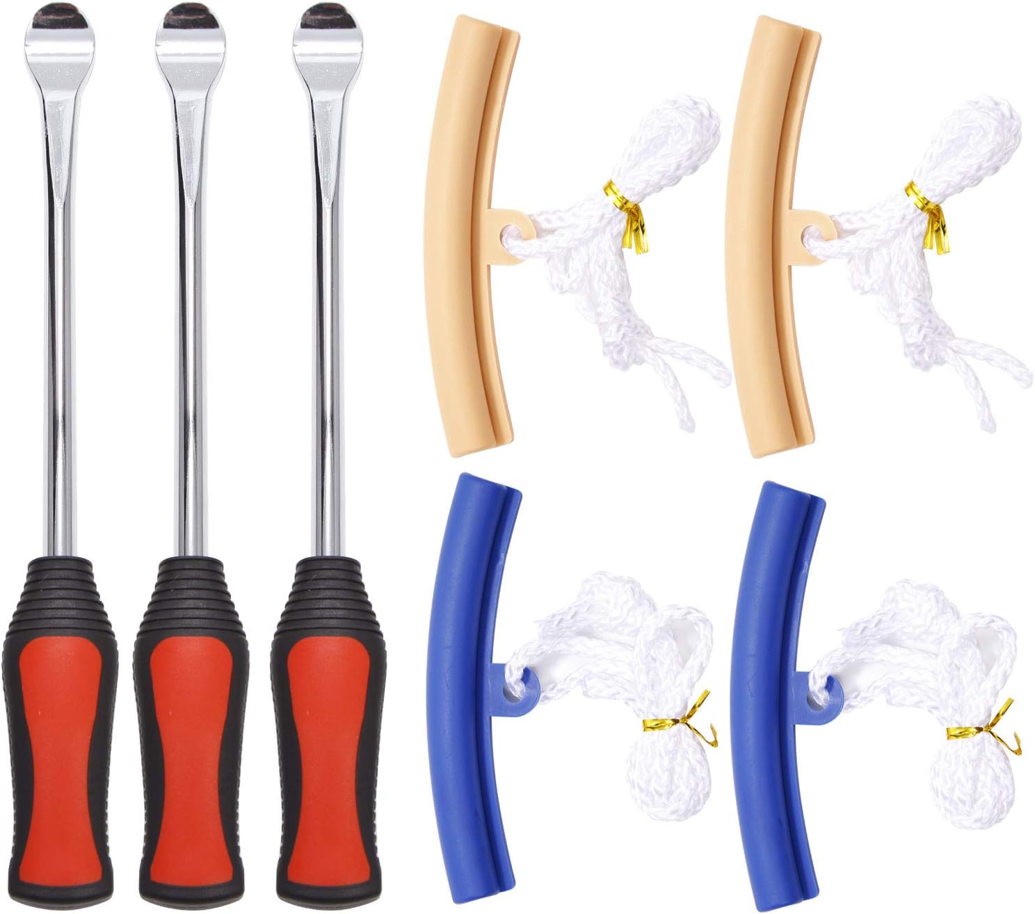 SurePromise 3 Tire Levers Spoon Tyre Removal Tool plus 4 Wheel Rim Protector for Motorcycle Bike Scooter (red)