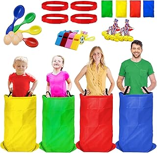 TITGIPE Potato Sack Race Bags - 32PCS Outdoor Games Sack Race Bags for Adults and Kids,3 Legged Race Bands,Egg Spoon Relay Race,Bean Bag Toss,Party Games for Kids,Field Day Games for Adults