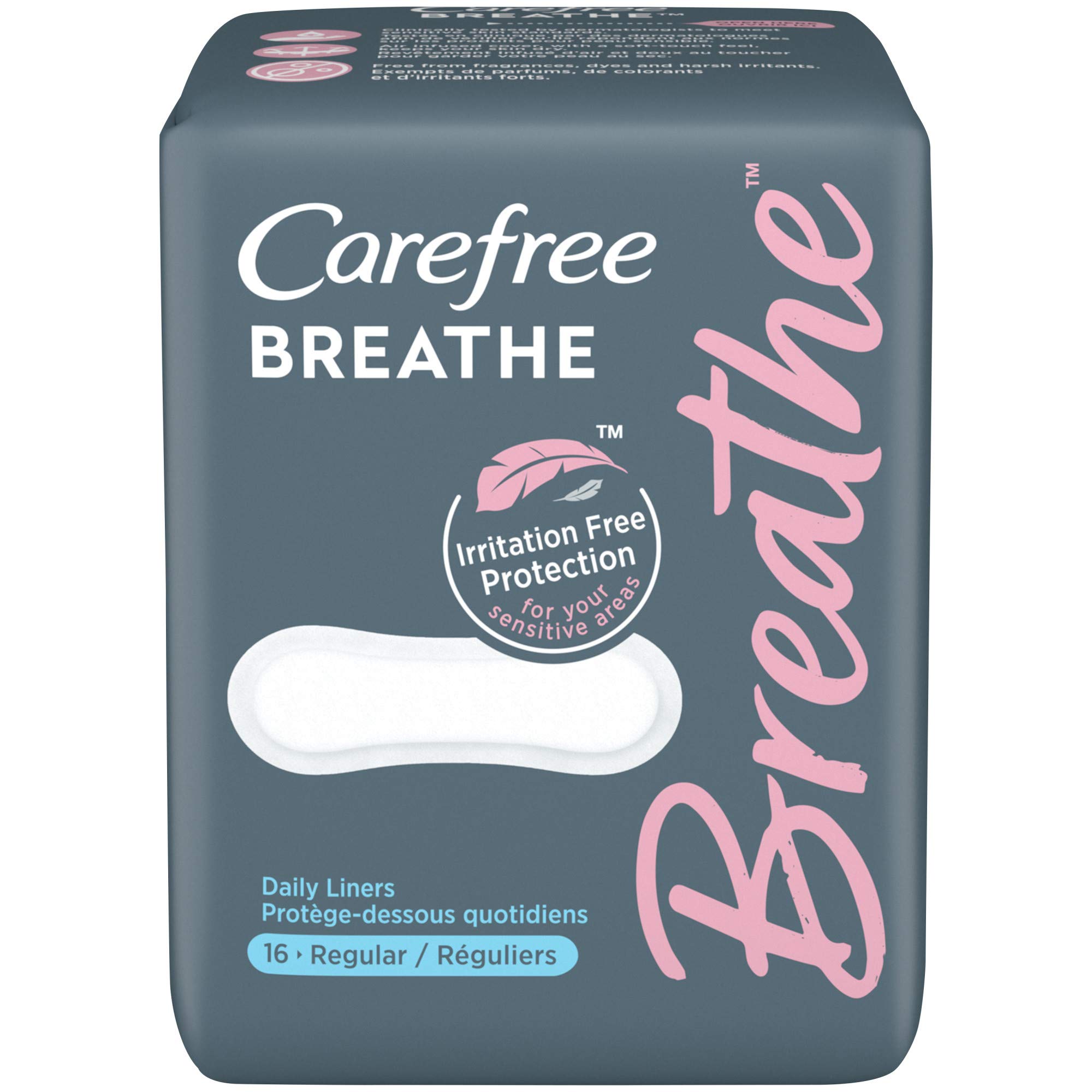 CarefreeBreathe Daily Liners, Irritation-Free Protection, Regular, 16 Liners