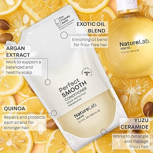 Miniatura 3 de NatureLab Tokyo Perfect Smooth Shampoo & Conditioner Bolsa de recarga ecológica Duo Acondicionador hidratante ligero para un cabello más suave y sin