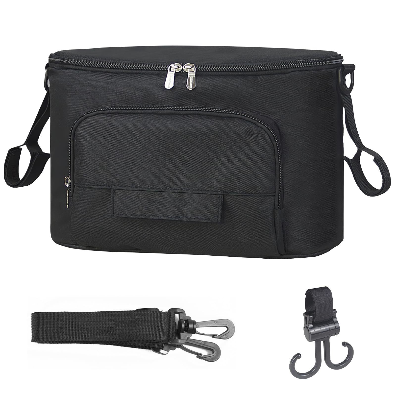 Multifunzione Borsa Organizer per Passeggino, Borsa Cambio Neonato, Impermeabile Borsa per Passeggino con Tracolla, Usato Come Borsa da Trasporto, Organizer Universale per Passeggino (Nero)