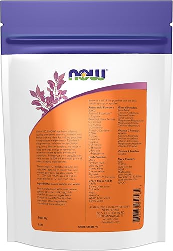 Miniatura 3 de Suplementos NOW, cápsulas vegetarianas vacías, doble 00 pulgadas, relleno de peso, proyecto verificado sin OMG, 250 cápsulas vegetales (paquete de 2)