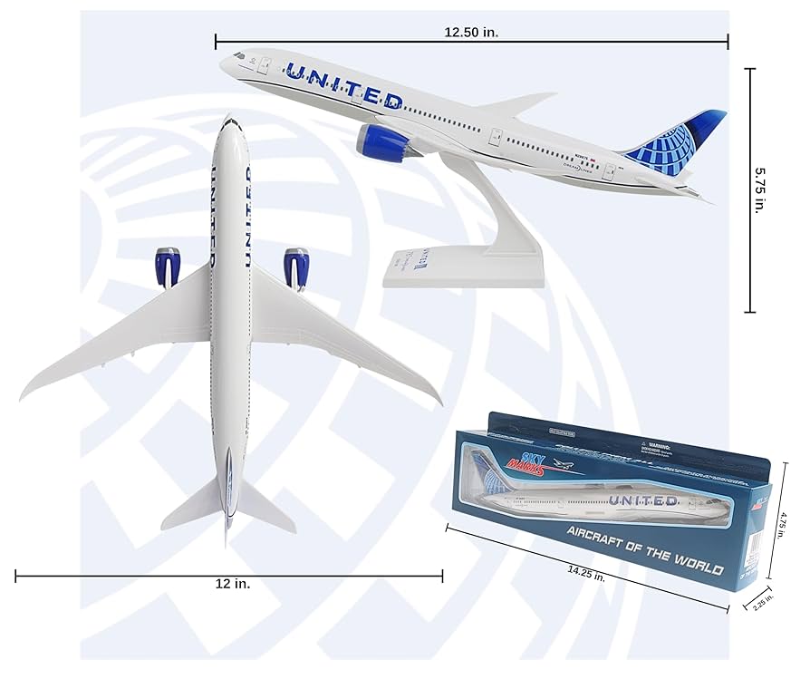 United航空 飛行機模型 Boeing 787-9 scale 1/200 787-9 Dreamliner 1:200 Display Model - Skymarks SK-SKR1046