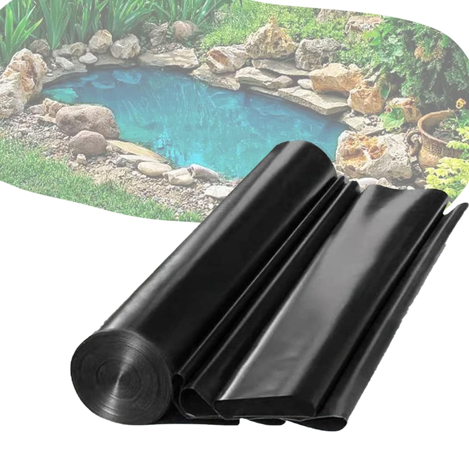 Rivestimento e fondo per laghetto da 0,5 mm, resistente, per giardini acquatici all'aperto, 6 x 7,6 m, protezione impermeabile per laghetti, pesci e piante acquatiche