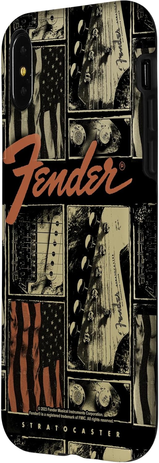 Fender Vintage Stratocaster Americana Distressed Collage Case for iPhone X/XS