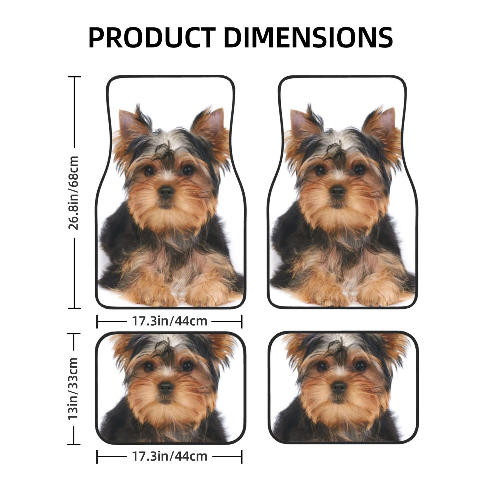 Yorkshire Terrier liegt auf Weiß, 4er-Set Auto-Fußmatten, Neopren-Fußmatten für Fahrzeuge, rutschfeste Auto-Fußmatten, Autozubehör