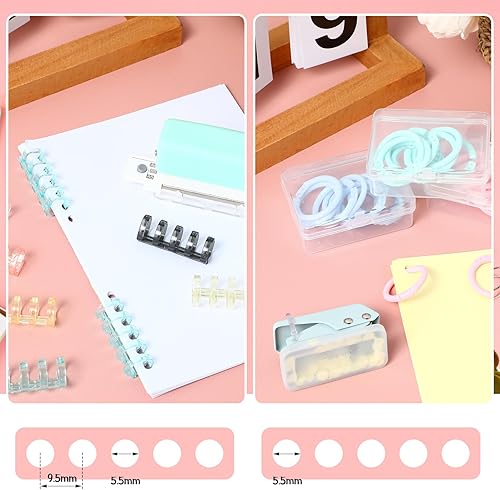 Miniatura 3 de ReliThick El juego de 52 piezas de encuadernación incluye 1 perforador de 6 agujeros, 1 máquina de encuadernación de un solo agujero, 20 anillos de