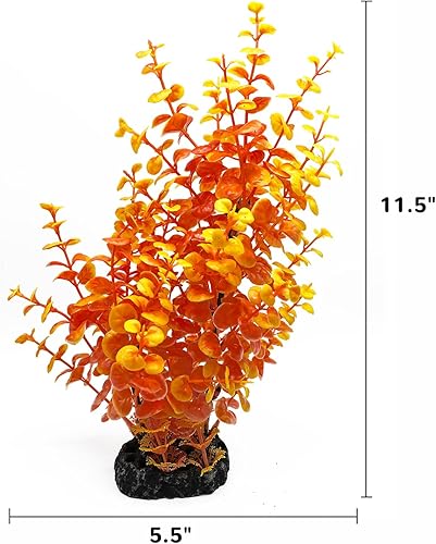 Miniatura 3 de Mipukbay Plantas de acuario naranja, decoraciones artificiales para peceras, 1 planta de plástico para pecera