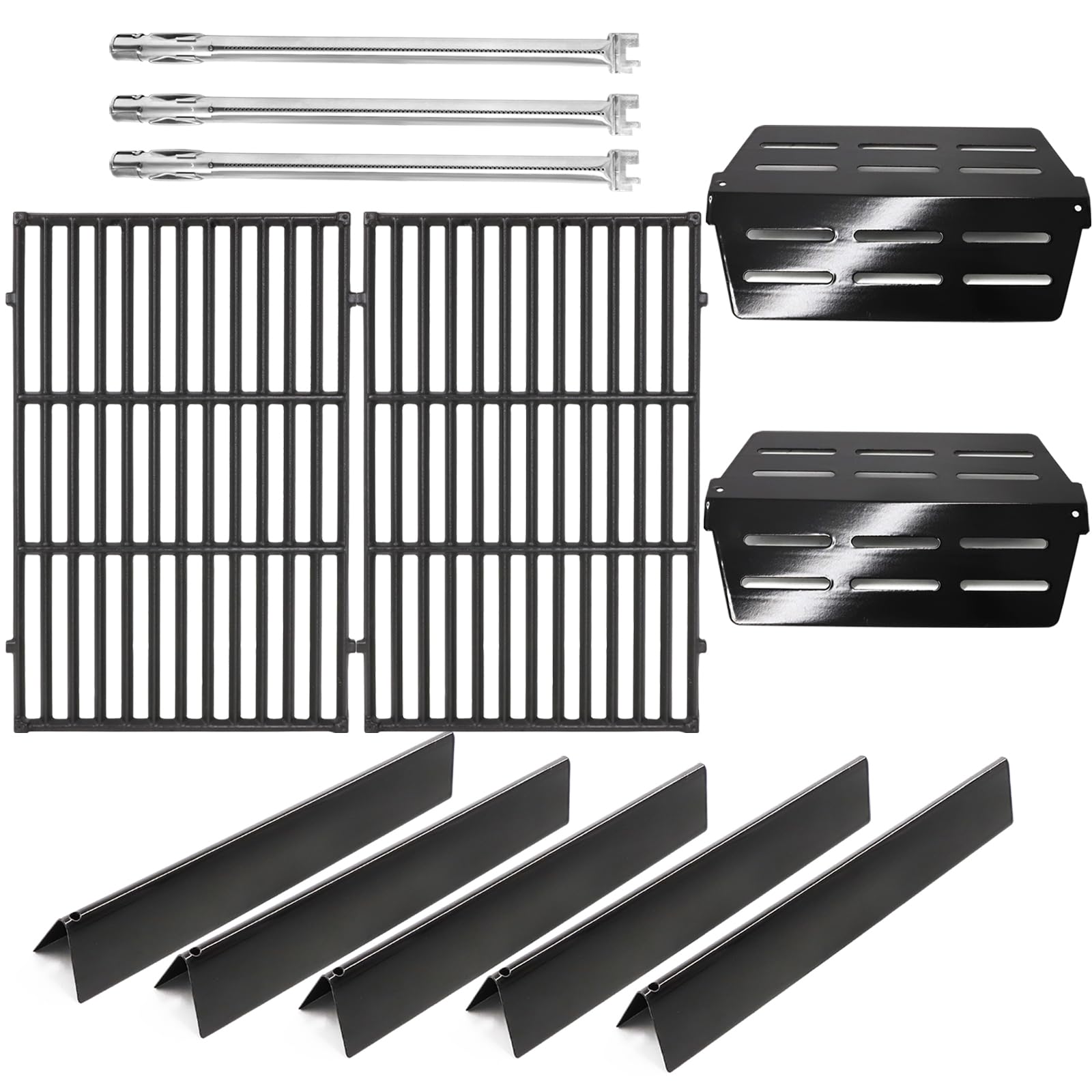 Criditpid Grill Replacement Parts for Weber Genesis 300 Series with Front Control Knob, Flavorizer Bars, Heat Deflector, Burners &amp; Grill Grates for Weber 310 S310 E320 E330 S330 EP310 Grills