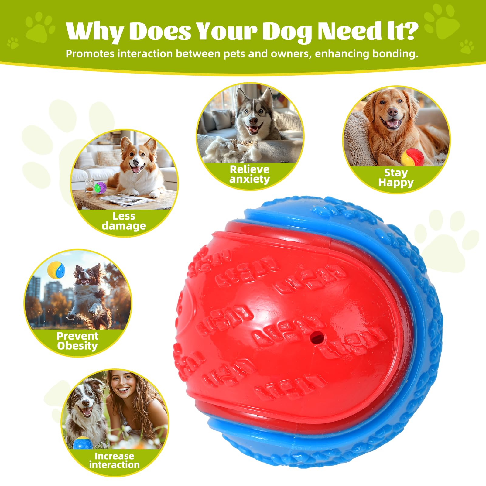 WANIX Squeaky Dog Balls, Indestructible Rubber Toy for Training Fetch, Chew - Image 4