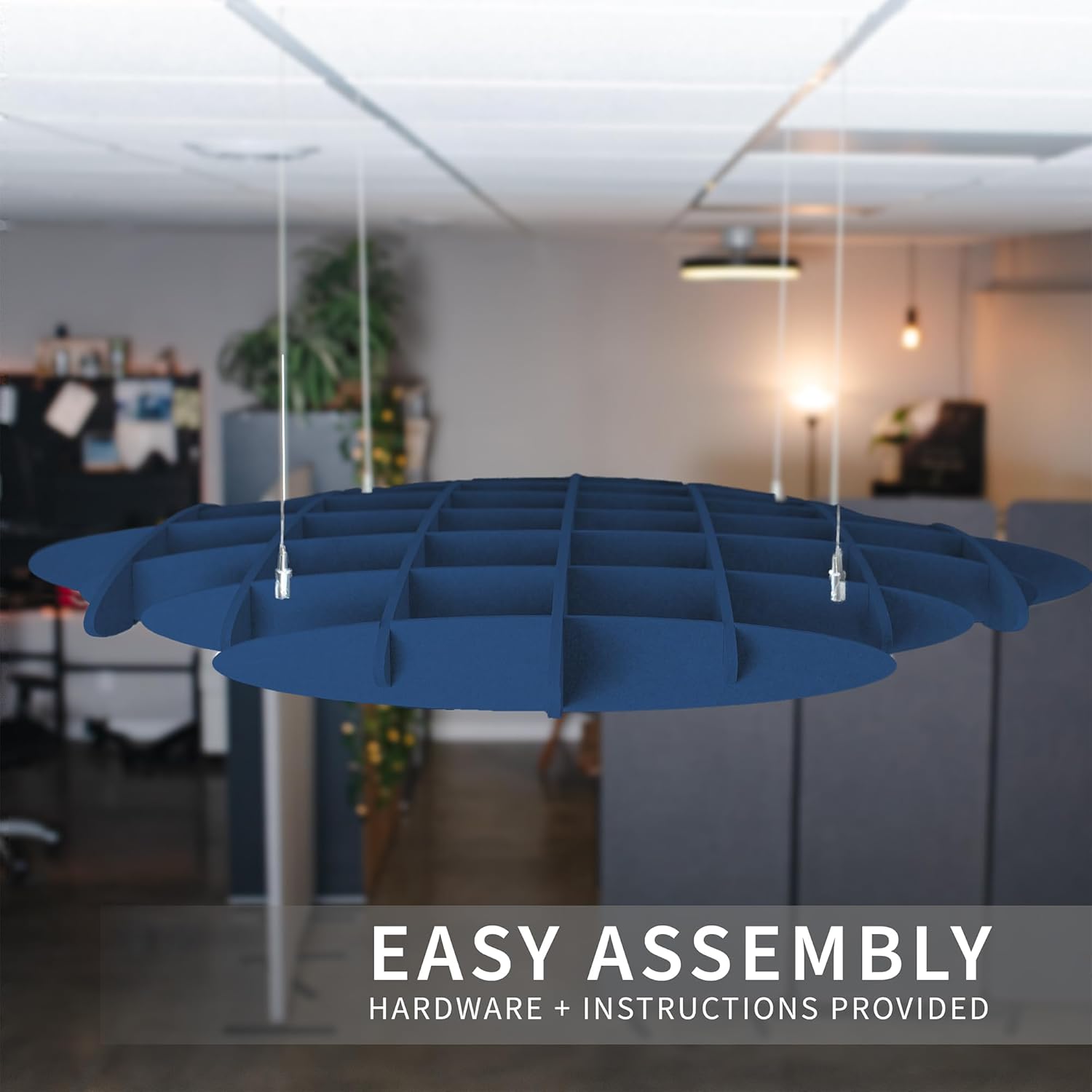 VIVO Acoustic Ceiling Waffle Panel, Hexagonal Hanging Sound Absorber, Modern Noise Reduction Chandelier, Navy Blue, PP-CW01NB